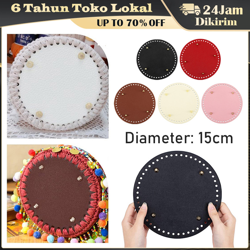 Alas Tas Rajut Import Premium Bulat PU Kulit Leather Base / Alas PU Kulit Jeruk Tas Rajut