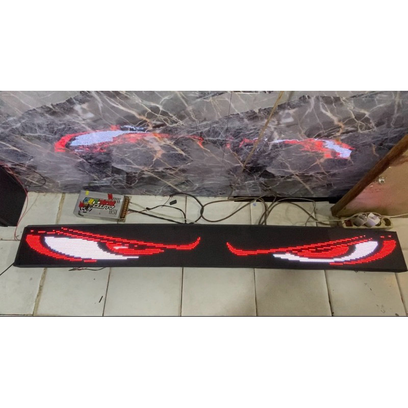 LAMPU STROBO MATA 12/24V MLENGKUNG FLEXIBLE STROBO KACA MOBIL RUNNING TEXT P5 SLIM