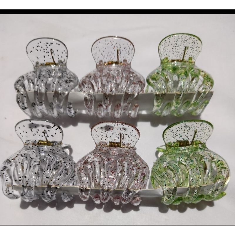 6 pcs jedai bening Glitter jedai bening 5 cm gigi 5 jepit rambut original jedai besar grosir