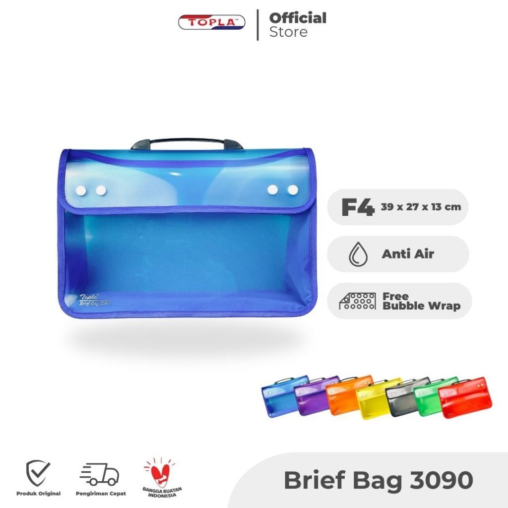 

TOPLA Brief Bag 3090 - Tas Sekolah & Penyimpanan Dokumen F4 - Dengan Zipper & 4 Kancing
