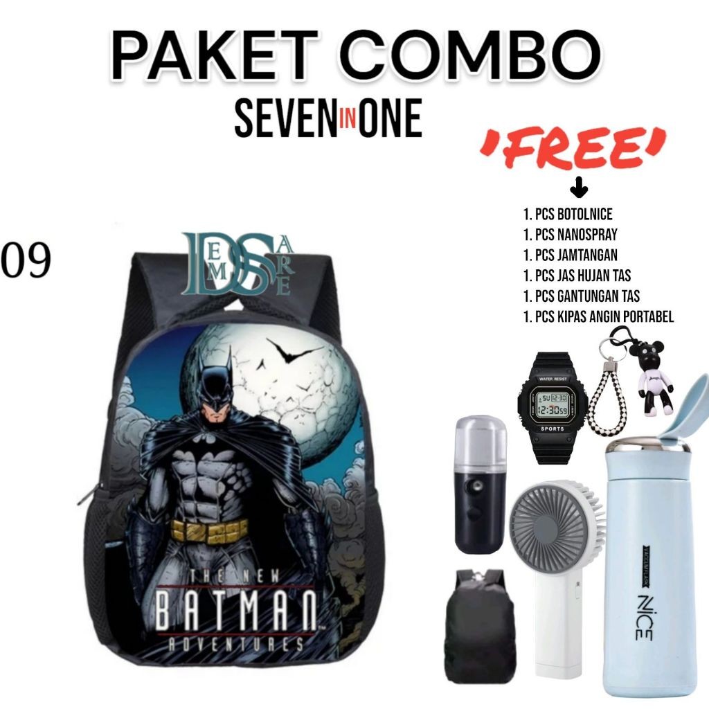 DEMSARE STORE - TAS ANAK SEKOLAH LAKI LAKI KARAKTER BATMAN TAS RANSEL ANAK COWOK PAUD TK SD TERBARU