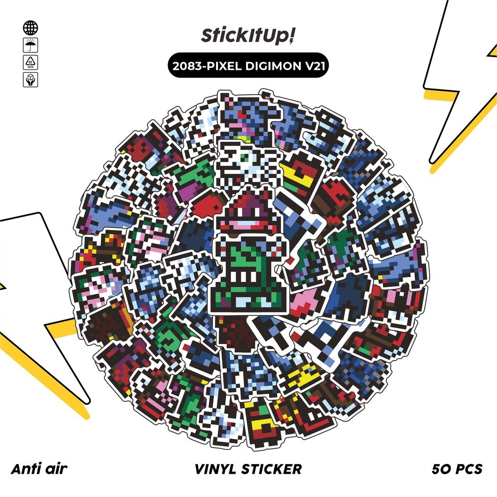 

COD✨ 50 Pcs Stiker PIXEL DIGIMON V21 Lucu Anti Air Untuk Dekorasi Notebook Sepeda Skateboard Handphone DIY