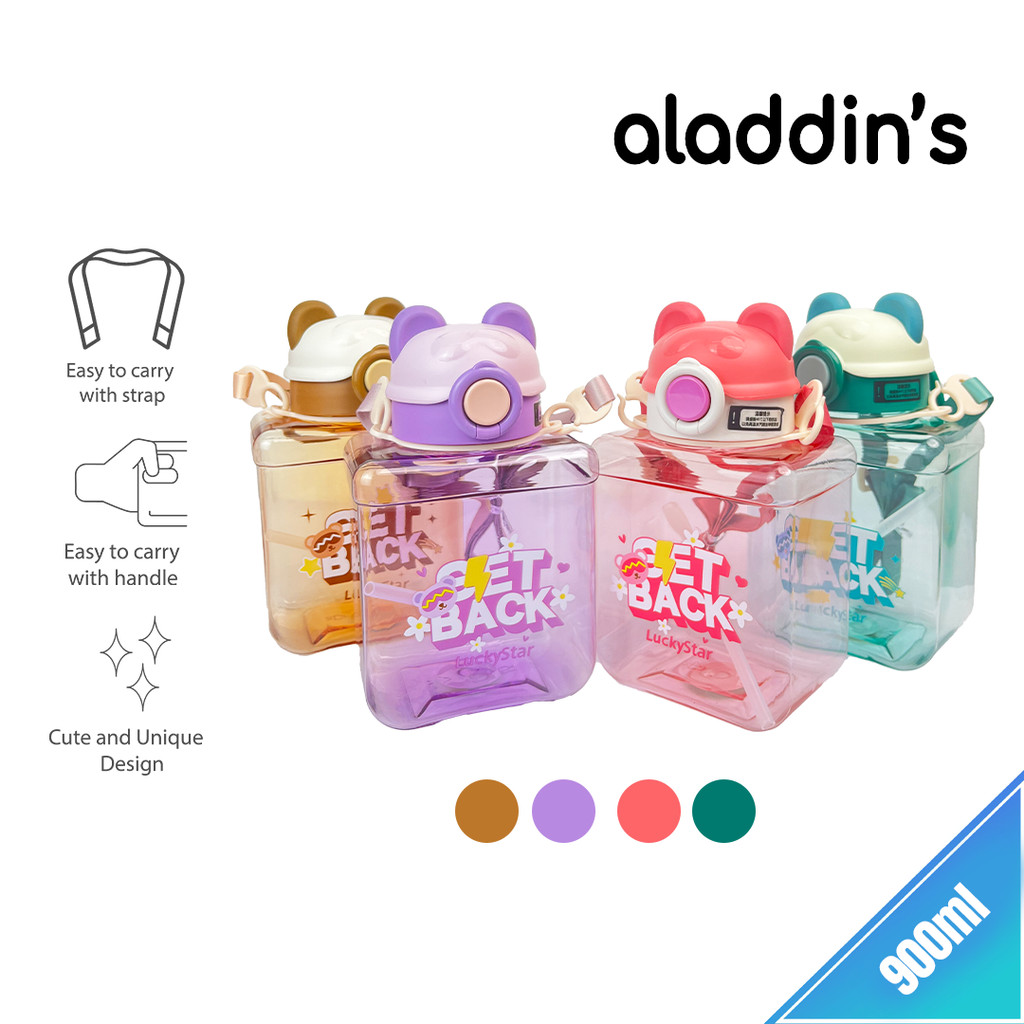 aladdin's Botol Minum Lucky Star 900ML Sedotan dan Tali Panjang Food Grad & BPA Free, AP-900/LUCKYST