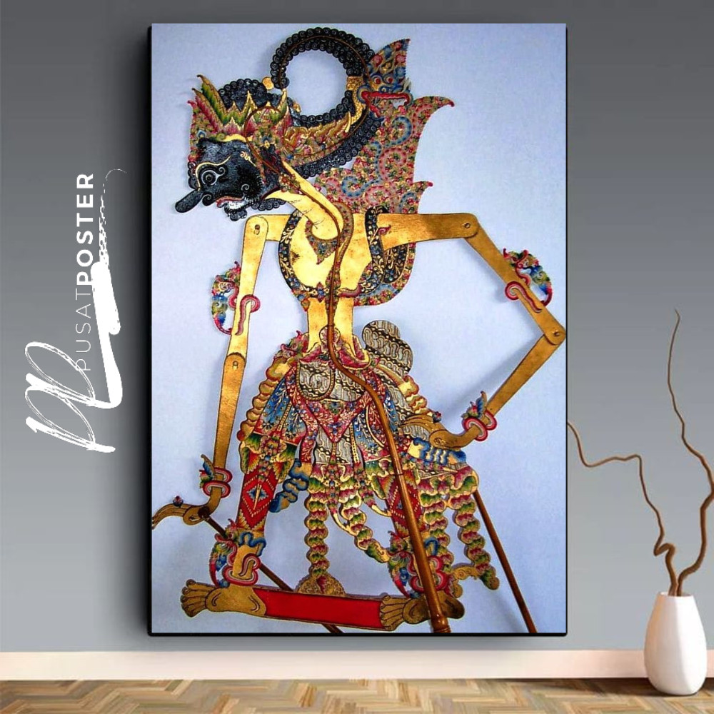 HIASAN DINDING TEMA WAYANG GOLEK  - POSTER KAYU WAYANG GOLEK - POSTER WAYANG GOLEK - WAYANG KULIT - 