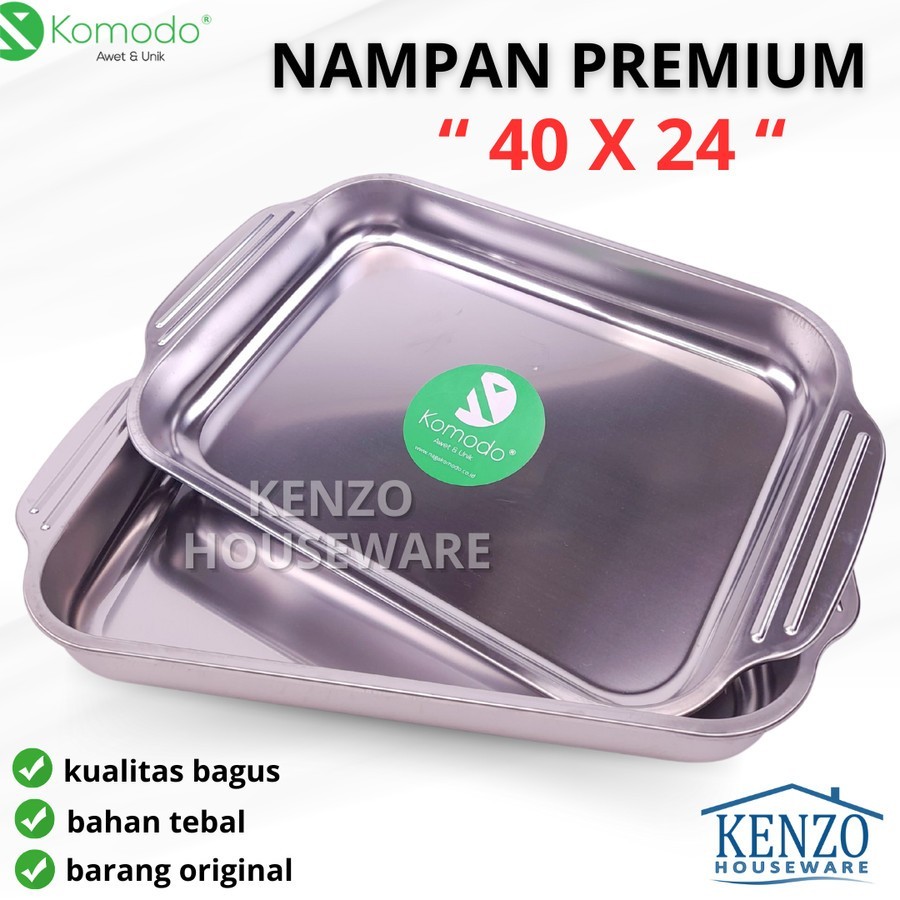 Nampan Premium 40 Komodo Tatakan Baki Kotak Persegi Besar Jumbo Stainless