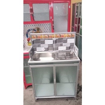 Rak cucian piring wastafel 2 pintu aluminium