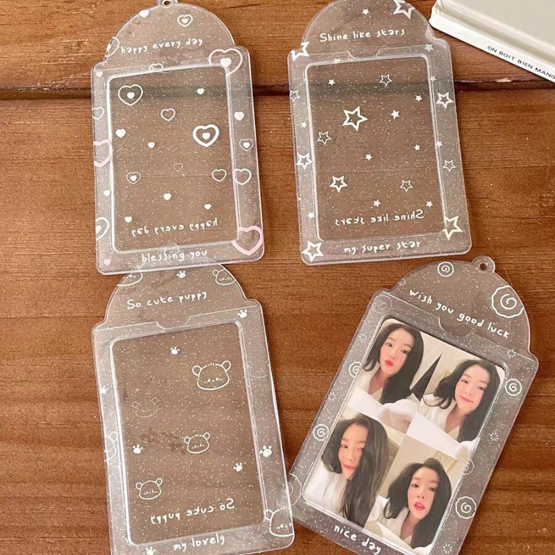 

Glitter Clear Photo Sleeve 3 Inch Ins Idol Photo Card Holder PVC Transparent Photocard Holder Pendant Photocards Protector