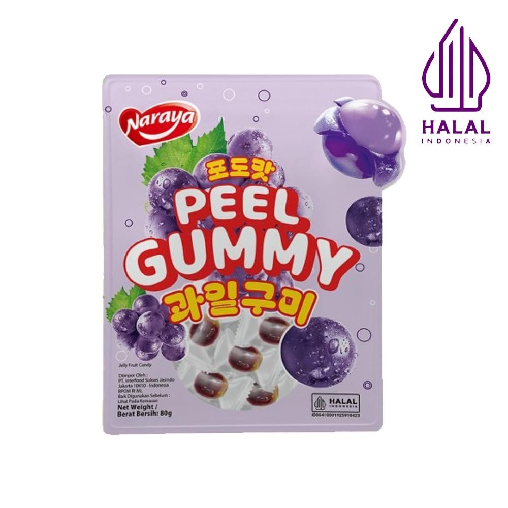 

Naraya Peel Gummy Jelly Fruit Candy Permen Lunak Rasa Anggur Grape 80gr