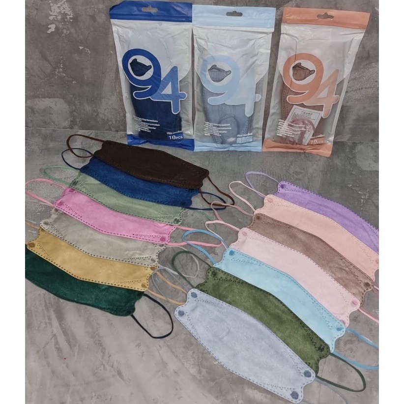 Masker KF94 Careindo Warna Hight Quality 10Pcs Mix Warna Hitam Putih