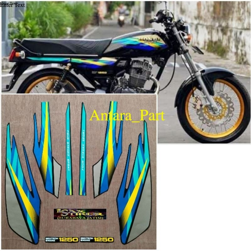 Stripping Stiker Sticker list lis let polet pleret Striping Original Honda GL Pro hitam Lis hijau ku