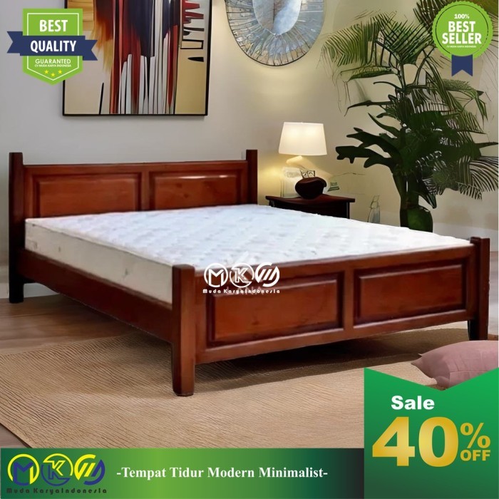 MKI Tempat tidur minimalis kayu jati terbaik dipan kayu jati