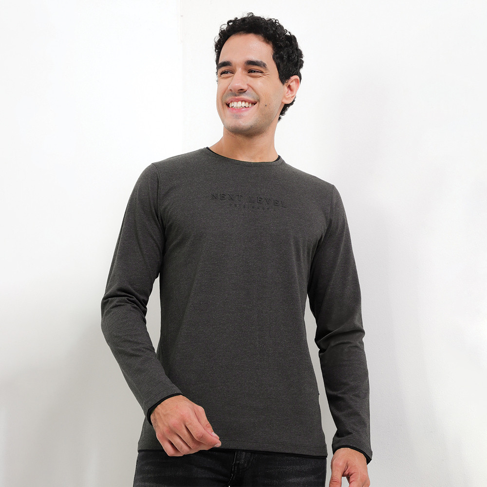 Cressida The Next Level - Kaos T-shirt Longsleeve Pria Regular Dark Grey - H089A