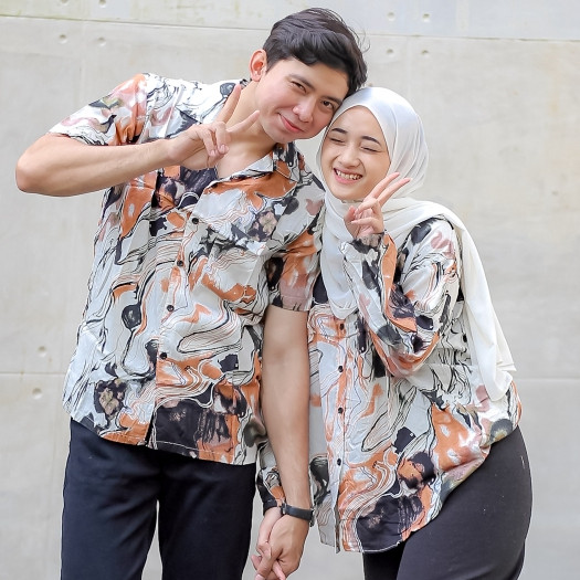 baju kemeja couple pasangan remaja casual kekinian kondangan lengan panjang oversize katun rayon vis