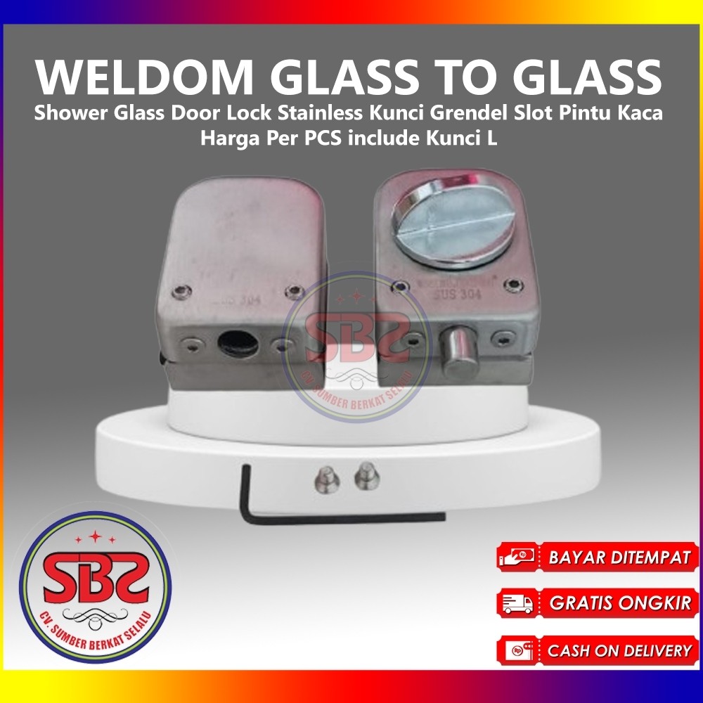 WELDOM Shower Glass Door Lock Stainless Kunci Grendel Slot Pintu Kaca Gerendel / Grendel Kunci Slot 