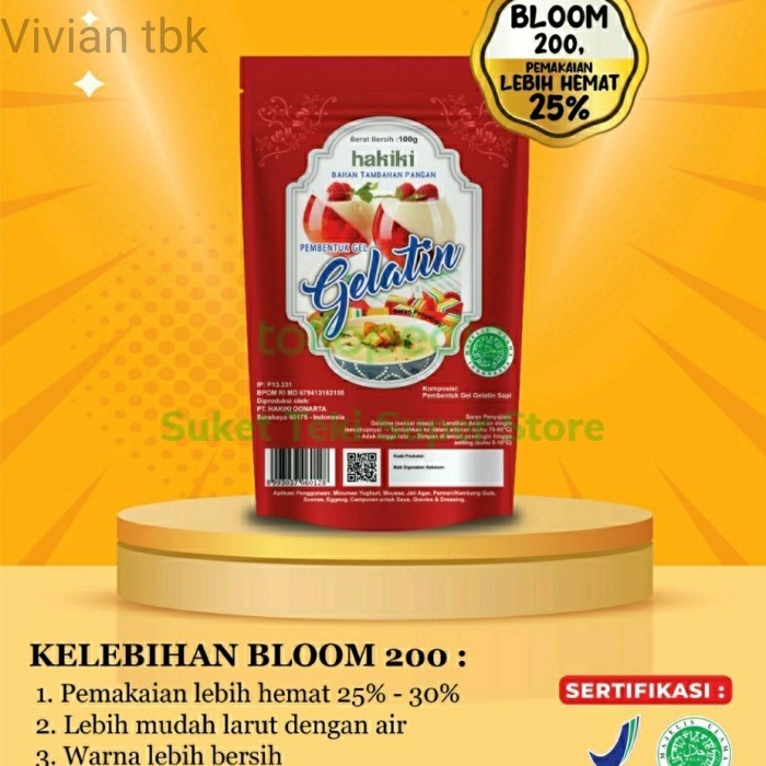 

vv Hakiki Gelatin Bubuk / Gelatine Powder 100gr Halal READY