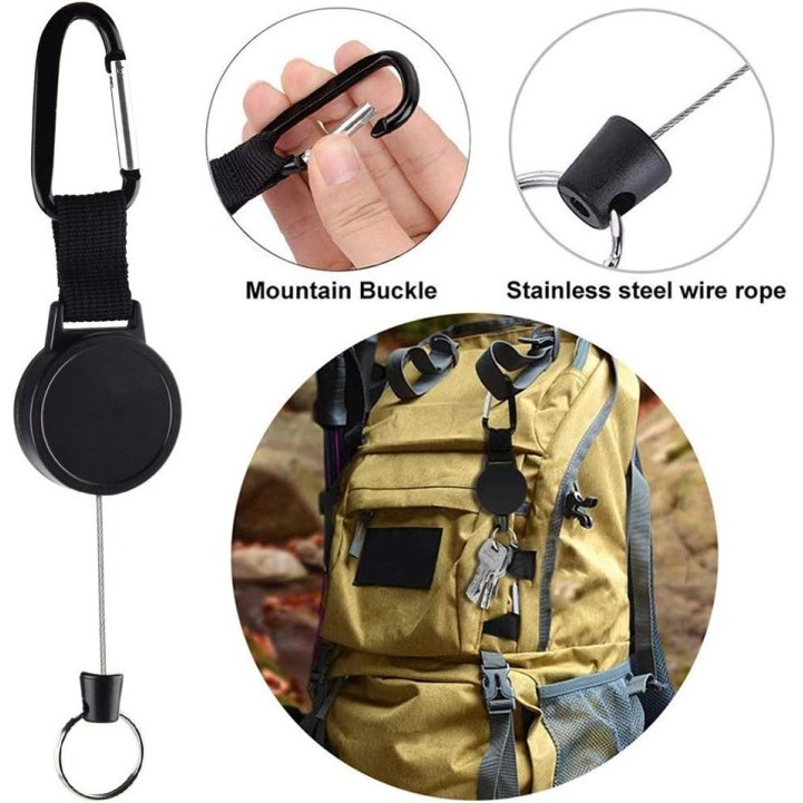 

Gantungan Kunci Tali Tarik Ulur Otomatis Retractable Name Tag Keychain Badge Clip Retractable Card Holder Extend Key Chain Steel Wire Rope Extendable Key Lanyard