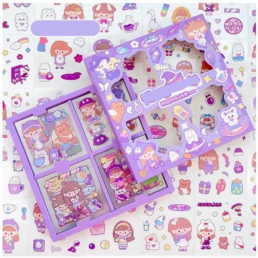 

【UNIQQSO】Stiker Motif Kartun Korea Lucu Anti Air 1 box 100lbr /Dekorasi Handbook Scrapbook DIY/Stiker kartun tahan air PET