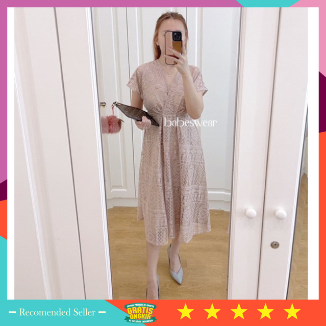 Baju Lebaran Natal Tahun Baru Murah Cantik Anggun Elegan / BABESWEAR-PREMIUM LUNA Brukat Dress CNY v