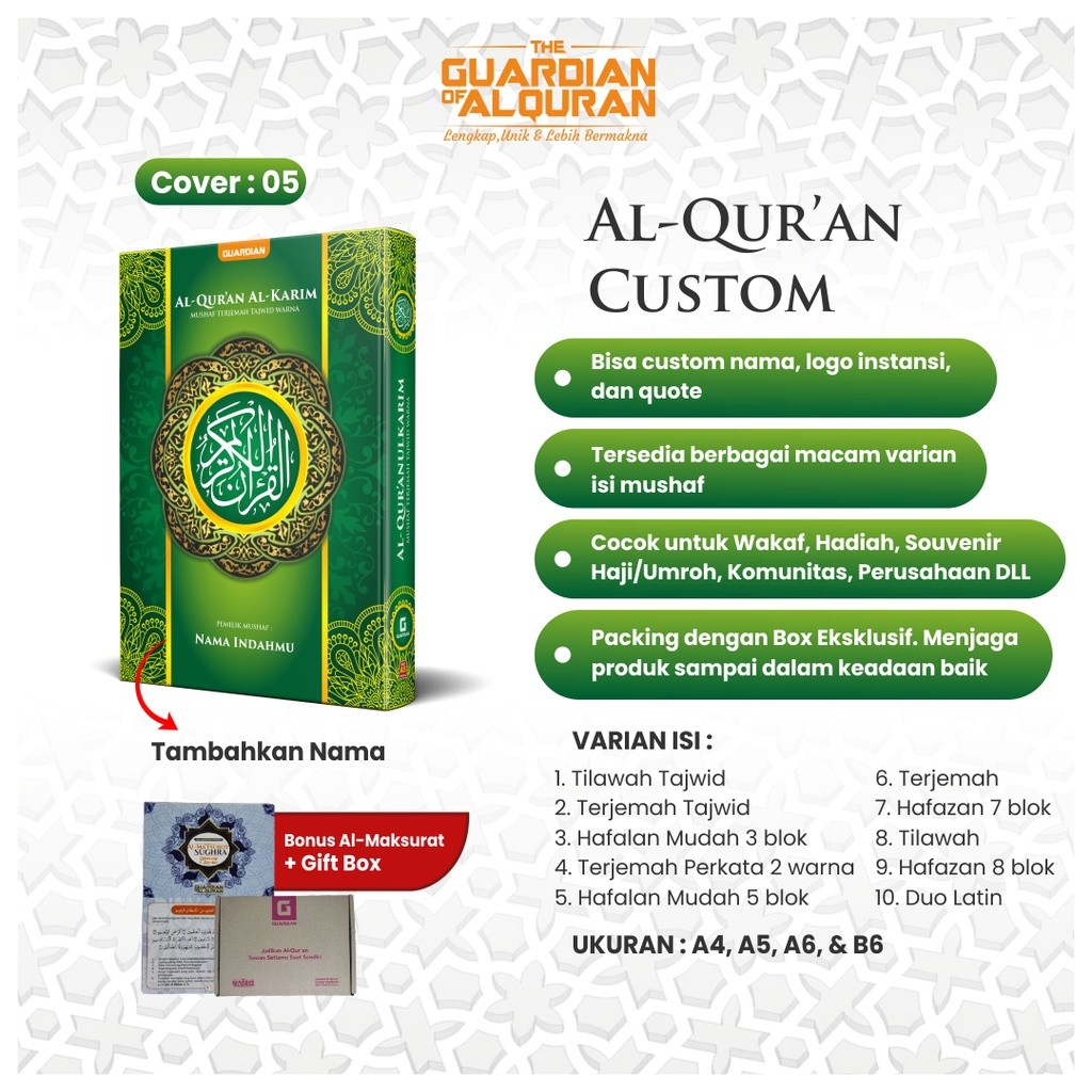 Alquran Quran Al quran Nama Sendiri Custom Request Mushaf Musaf Tilawah Tajwid Terjemahan Latin Perk