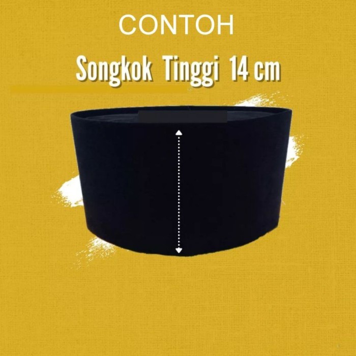 Songkok peci kopiah hitam peci hitam tinggi 14 cm / 15 cm Bahan Halus - 14 Cm, No. 1 & 2 songkok
