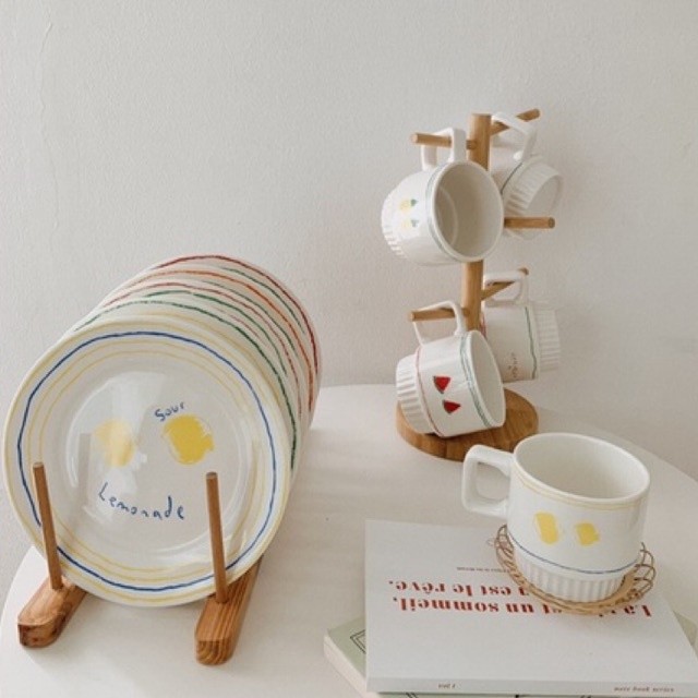 MINIHOME - gwail collection - Piring Aesthetic Korea Minimalis Cangkir Teh Mug Susu Gelas Motif Kera