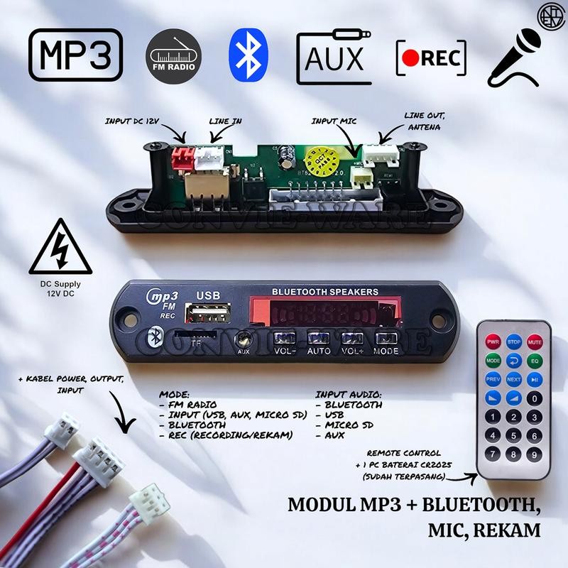 MODUL MP3 BLUETOOTH + MIC + REKAM