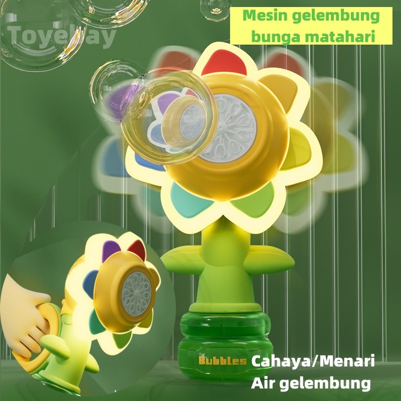 【READY】Menari Mainan Anak-anak Pistol Gelembung Bunga Matahari/Mainan Gelembung Busa Bubble Balon/Se