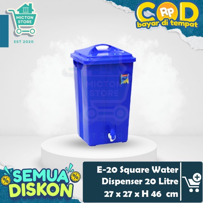 MICTON Lion Star E-20 Square Water Dispenser 20 Liter Ember Baskom Tempat Cuci Tangan Keran Kran Ton
