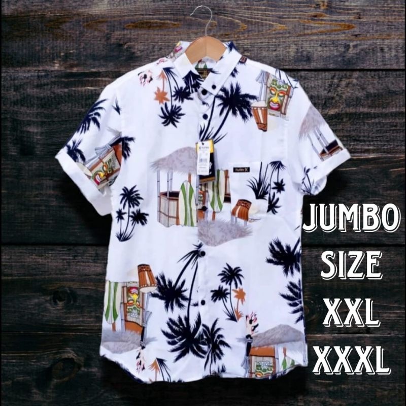 Kemeja Hawai Pria Jumbo / Kemeja Motif Pantai Abstrak Kasual Lengan Pendek Big Size XXL XXXL HOT PRO