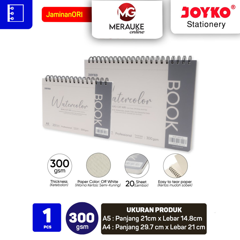 

Joyko Watercolor Book Buku Cat Air WLBK 2600 300 gsm 20 Sheets WLBK 2600 A5 Dan A4