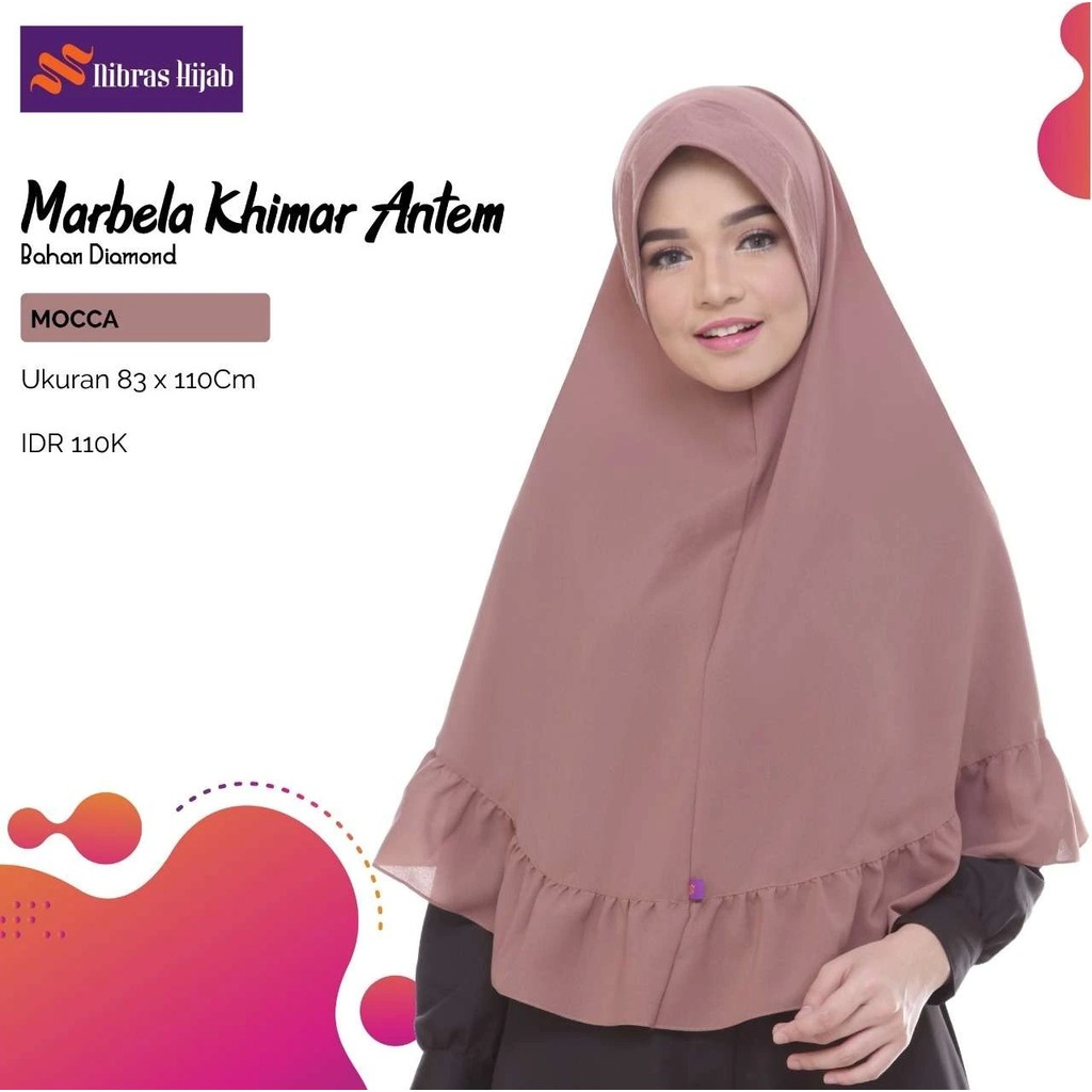 Nibras Marbela Khimar Antem Hijab Bergo Bahan Diamond Pink Salem Maroon Biru Muda Variasi Kerut SALE