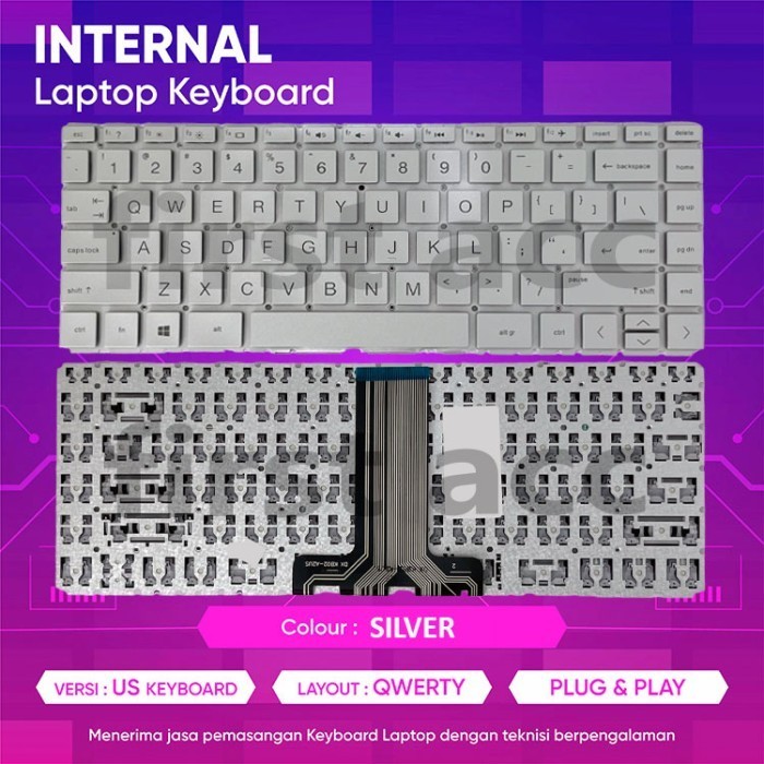 Keyboard HP 14s-cf2518tu 14s-cf1046tu 14s-cf1051tu 14s-cf2516tu Silver