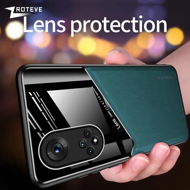 Phone casing Huawei Nova9 Case Calfskin Leather Cosmetic Mirror Hrad cover For Huawei Nova 9 SE 9SE 