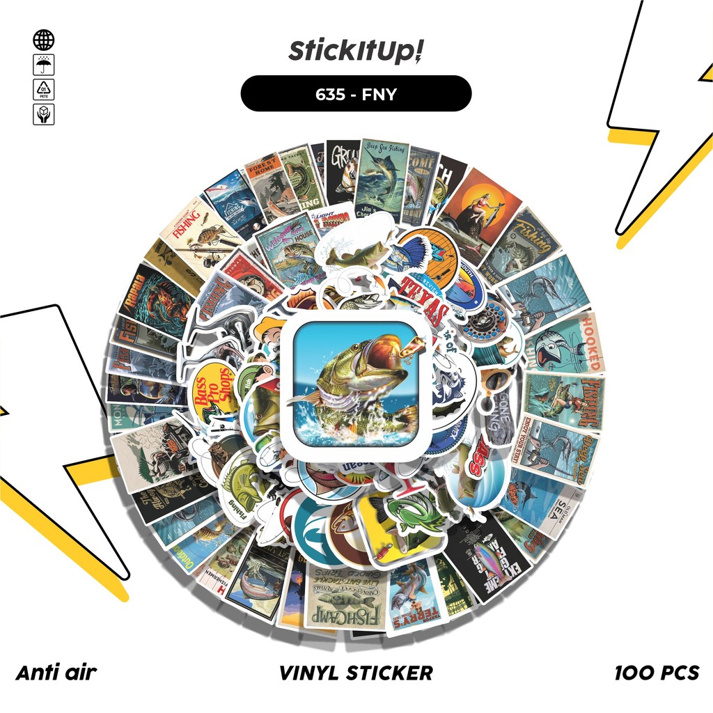 

COD 100 Pcs Stiker Funny Fishing And Diving Art Lucu Anti Air Untuk Dekorasi Notebook Sepeda Skateboard Handphone DIY