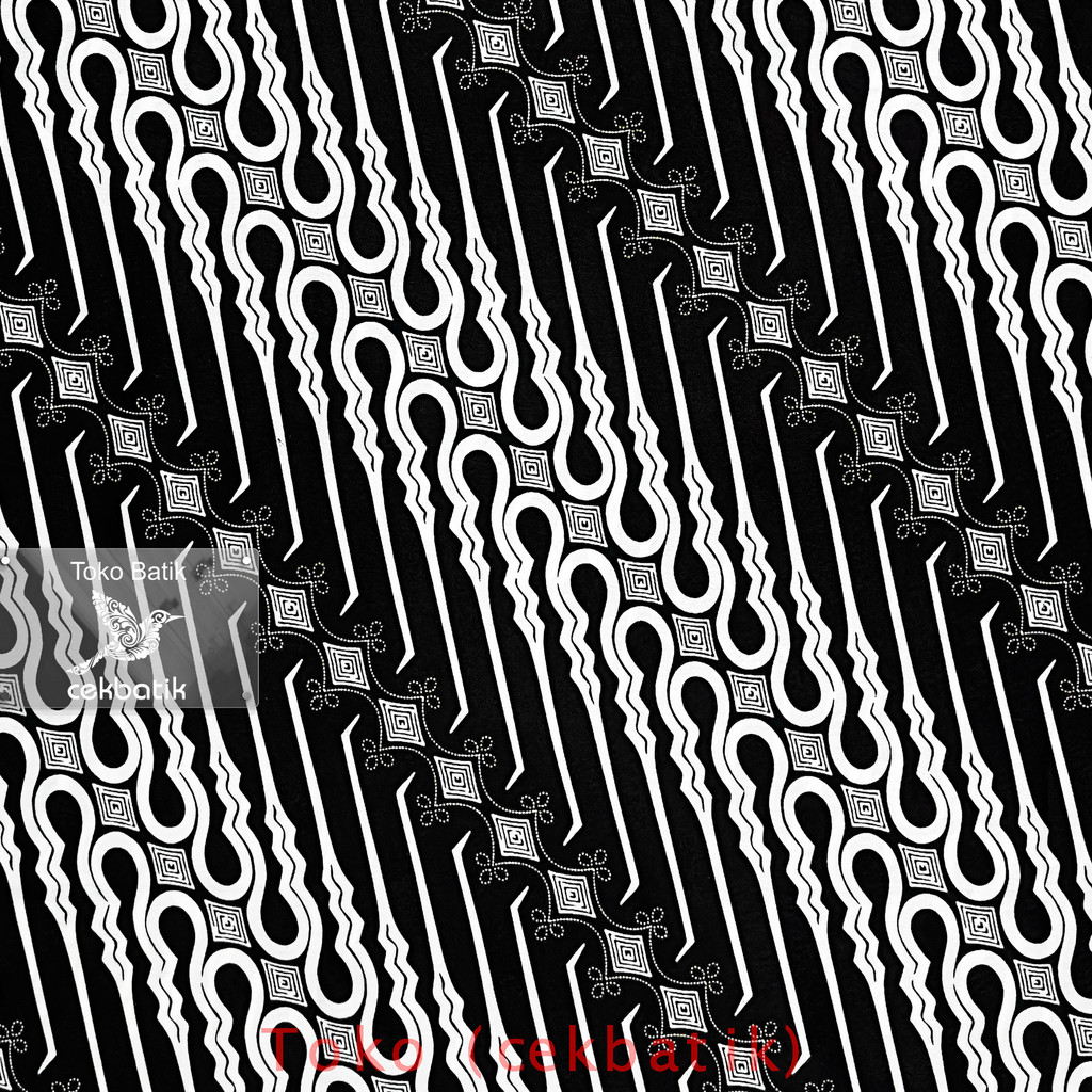 kain batik - Motif Batik Parang (Hitam Putih)