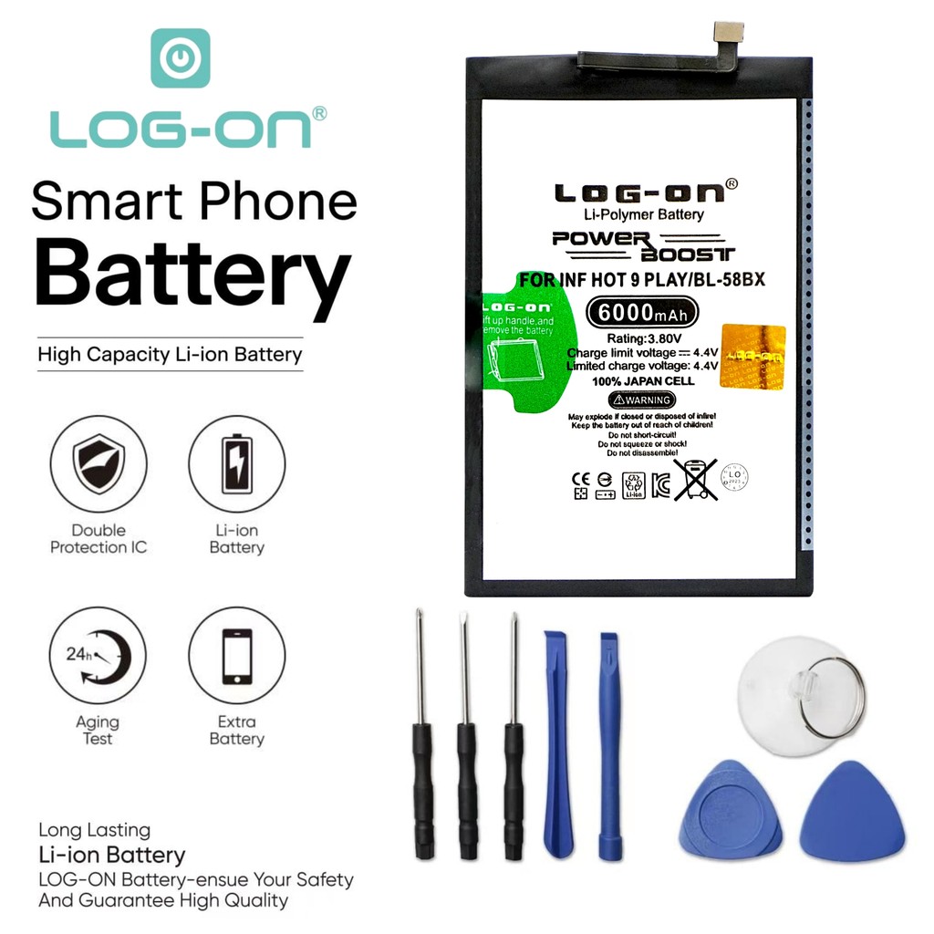LOG ON BATERAI INFINIX HOT 9 PLAY/HOT 10 PLAY BL-58BX BATRE POWER BOOST BATTERY