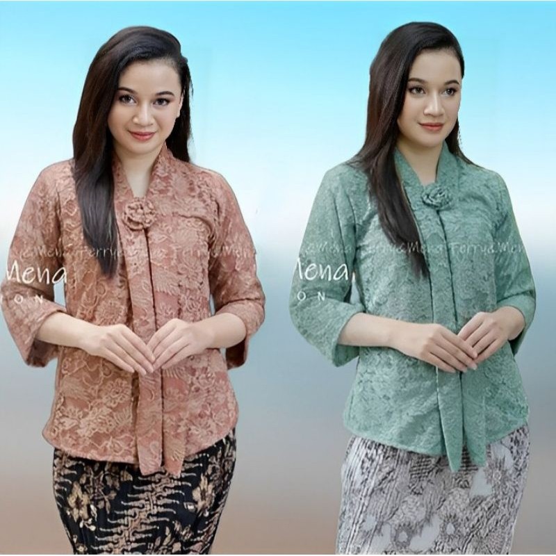 Kebaya Floy Brokat JUMBO Kebaya Kutubaru Brokat Floy Polos Lengan 7/8 Kebaya Wisuda Karnaval