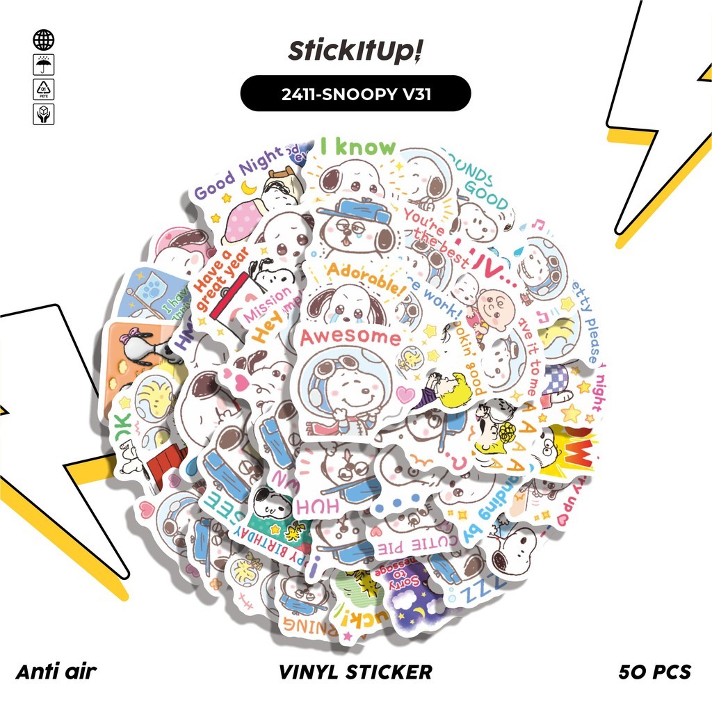 

COD✨ 50 Pcs Stiker SNOOPY V31 Lucu Anti Air Untuk Dekorasi Notebook Sepeda Skateboard Handphone DIY