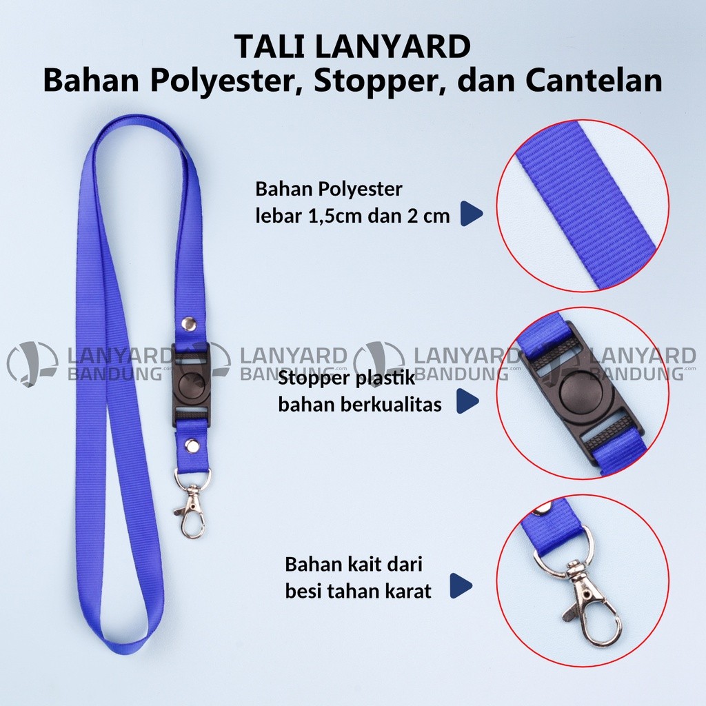 

HenJO TALI LANYARD STOPER 2cm / Tali LANYARD lebar 2 cm polyster STOPPER ID Card Name Tag gantungan