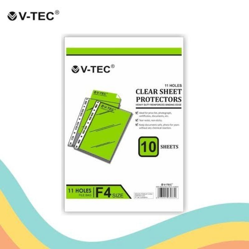 

V-TEC SHEET PROTECTOR VT-303 FOLIO / A4 (1Set Isi 10lbr)