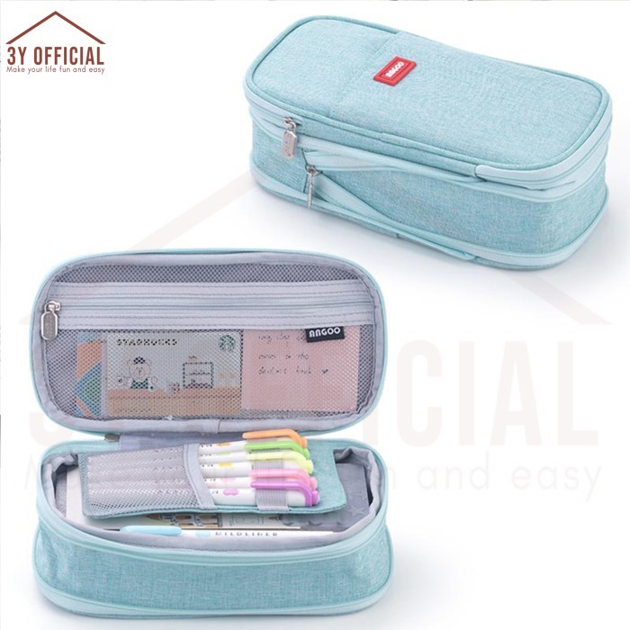 

BEST 3Y Angoo Collapsible Pencil Case kotak pensil aesthetic - Light Green