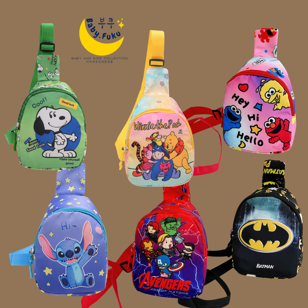 Baby.Fuku Tas Anak Karakter Hero / Tas Slempang Snoopy Anak Laki-Laki & Perempuan / Tas Selempang Mi