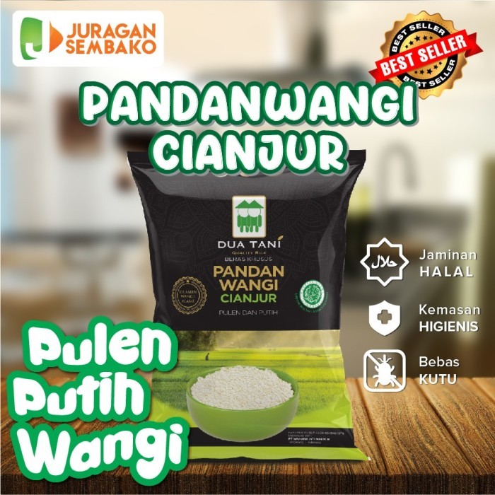 

Beras Khusus Cianjur Pandan wangi dua tani 5Kg - HALAL- Pulen wangi