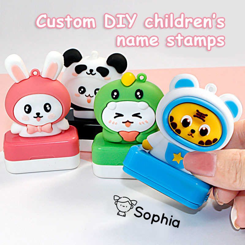 

Cartoon Animal Diy Children's Customized Name Stamp Gift For Children Student Clothes Chapter Waterproof Kawaii Name Sticker