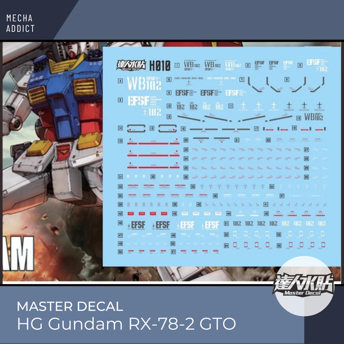 Water Slide Decal HG GTO Gundam RX 78 2 by Master Decal