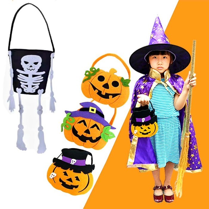 

Tas Permen Labu Candy Bag Treat or Trick Pesta Halloween Cosplay - MOTIF RANDOM by Radhiant official