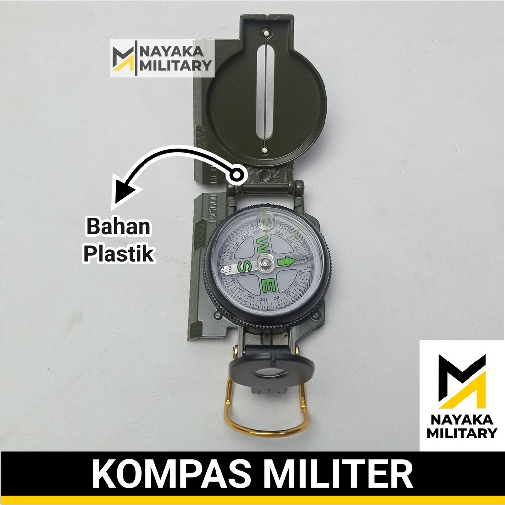 Bahan Plastik Kompas Lensatik Militer Compass Lensatic Bidik Lensa Penunjuk Arah Mata Angin Komcad T