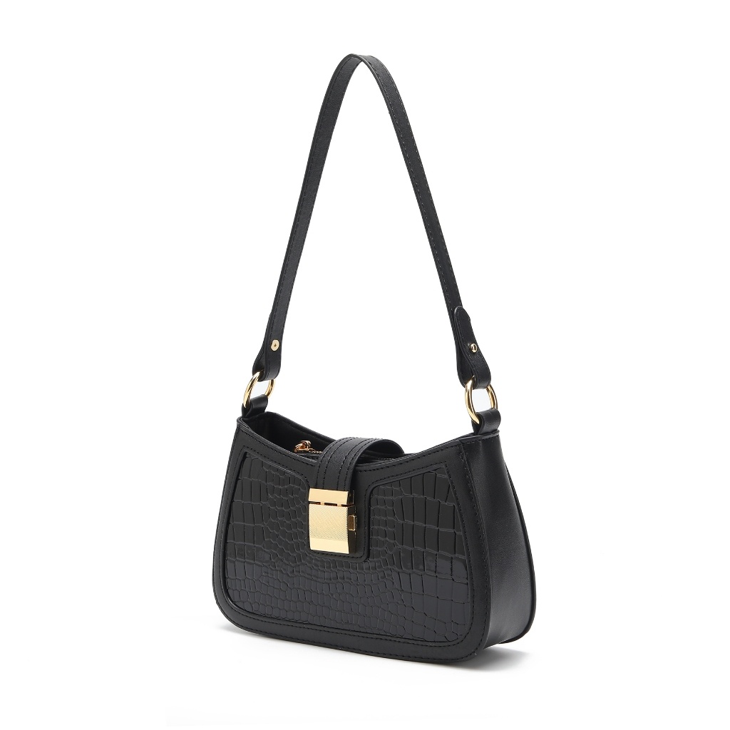 Tas Wanita Laila Shoulder Bag Tas Underarm Bag Tas Bahu Wanita Fashion Kulit Croco Hitam CK Bag
