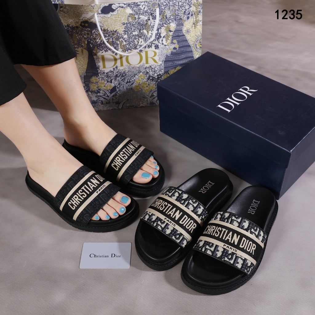 SB SANDAL WANITA 1235 FLAT BAHAN KULIT SEMI PLATINUM FREE BOX SLIDE CANVAS