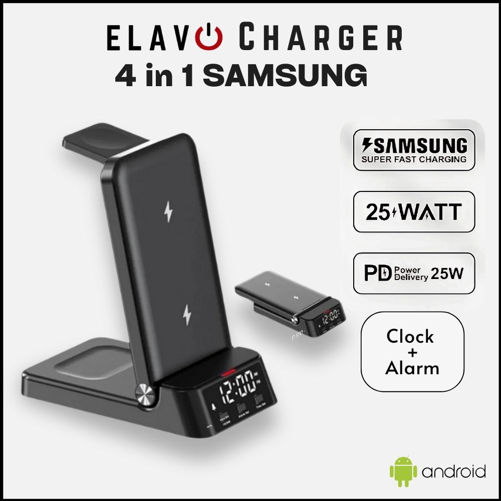 ELAVO 4 in 1 Fast Charger Galaxy Watch series Active 1 2 3 4 5 6 Pro classic Jam tangan samsung wire